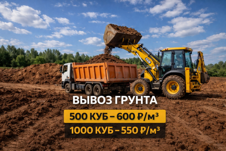Вывоз грунта от 550 ₽/м³ — скидки при объёме